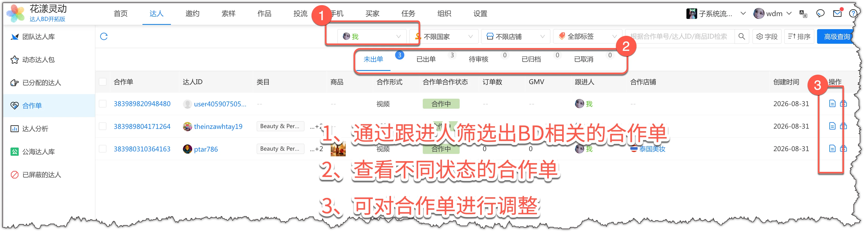 查看合作单